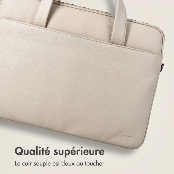 Accezz Leather Sac ordinateur 16 pouces - Beige