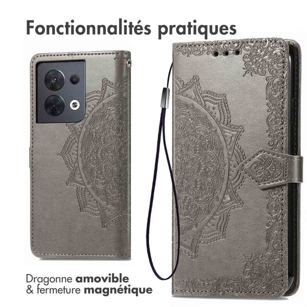 imoshion Etui de télephone Mandala Oppo Reno 8 5G - Gris