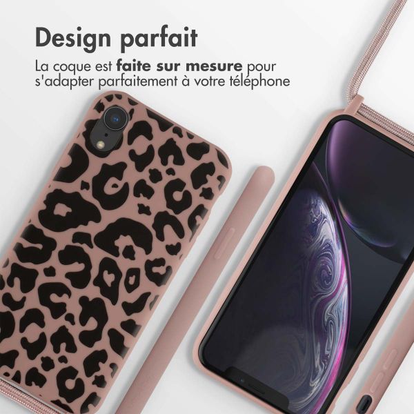 imoshion Coque design en silicone avec cordon iPhone Xr - Animal Pink