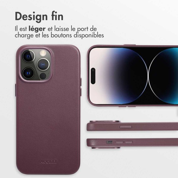 Accezz Coque arrière en cuir avec MagSafe Apple iPhone 14 Pro Max - Heath Purple