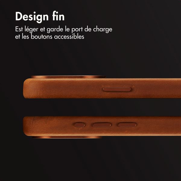 Accezz Coque MagSafe en cuir vintage Apple iPhone 15 Pro Max - Tabacco Cognac