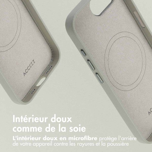 Accezz Coque arrière en cuir avec MagSafe Apple iPhone 16e - Light Grey