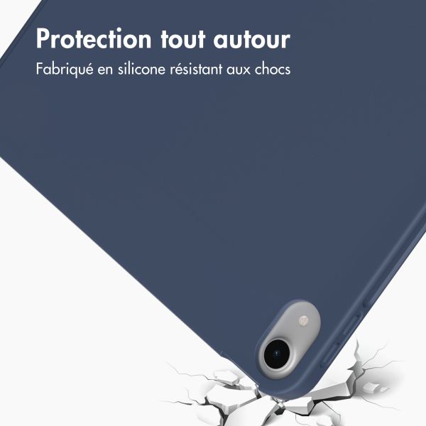 Accezz Étui de téléphone portefeuille Smart Silicone iPad Air 11 pouces (2024) M2 / Air 5 (2022) / iPad Air 4 (2020) - Bleu foncé