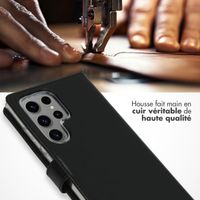 Selencia Étui portefeuille en cuir véritable Samsung Galaxy S24 Ultra - Noir