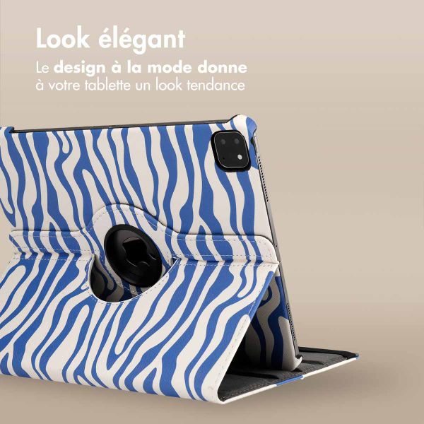 imoshion Coque Design rotatif à 360° Apple iPad Pro 12.9 (2018/2020/2021/2022) - White Blue Stripes