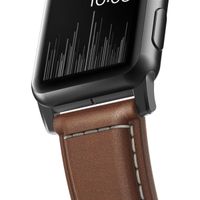 Nomad Bracelet en cuir traditionnel Apple Watch Series 1 á 10 / SE / Ultra (2) (44/45/46/49 mm) - Marron/Noir