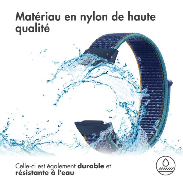 imoshion Bracelet en nylon le Fitbit Charge 5 / Charge 6 - Taille S - Bleu foncé