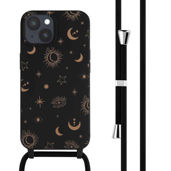 imoshion Coque design en silicone avec cordon iPhone 15 - Sky Black