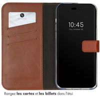 Selencia Étui portefeuille en cuir véritable Apple iPhone 14 Pro - Marron clair