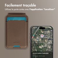 Accezz Portefeuille en cuir magnétique avec support - Compatible avec Apple Find My - Coffee Brown