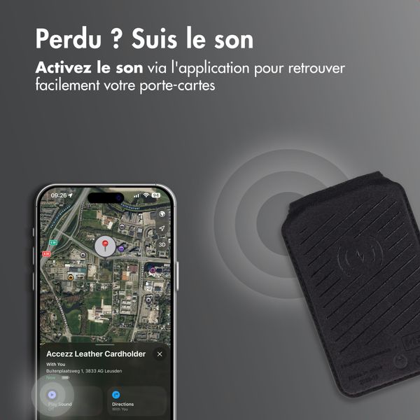 Accezz Portefeuille en cuir magnétique avec support - Compatible avec Apple Find My - Onyx Black