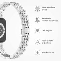 Selencia Bracelet en acier slim style Jubilee Apple Watch Series 1 t/m 9 / SE (38/40/41 mm) | Series 10 / 11 (42 mm) - Argent