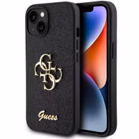 Guess Coque 4G Metal Logo Glitter Apple iPhone 15 - Noir
