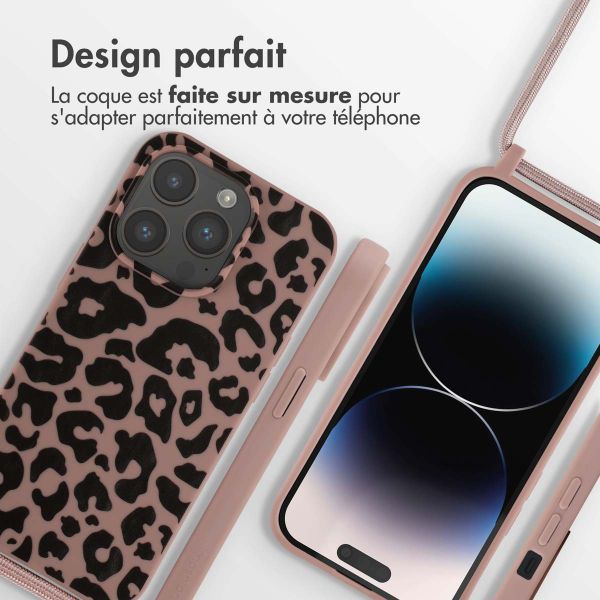 imoshion Coque design en silicone avec cordon iPhone 14 Pro - Animal Pink