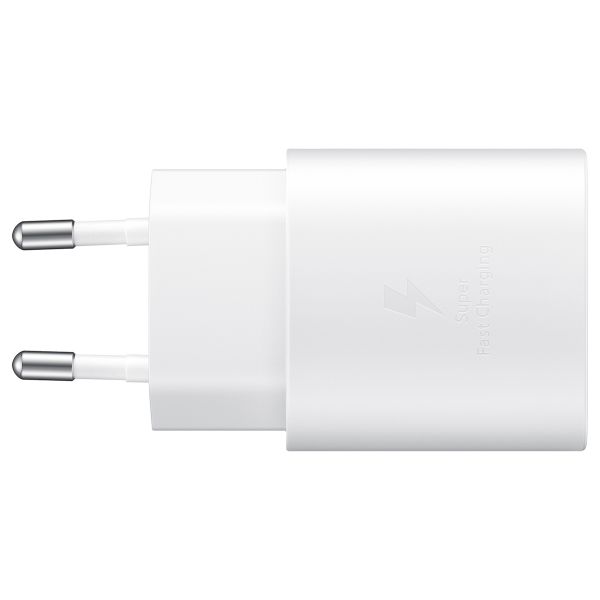 Samsung Lot de charge | USB-C vers USB-C - 1 mètre - 25 Watt - Blanc + Original l'Adapteur de charge radpide USB-C emballage d'usine - 25 Watt - Blanc