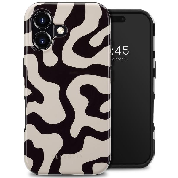 Selencia Coque arrière Vivid Tough avec MagSafe iPhone 16 - Art Wave Black