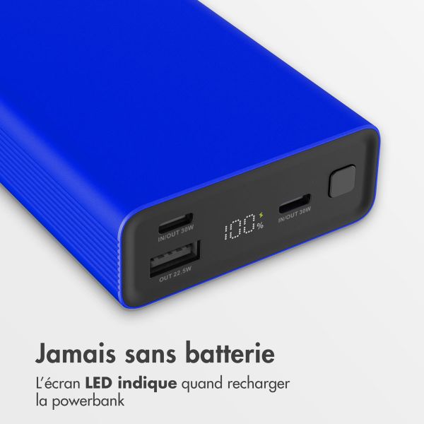 imoshion Ultra Series Aluminium | Batterie externe 20.000 mAh - Charge rapide jusqu'à 33 watts - Bleu Cobalt