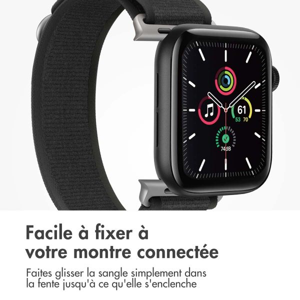 imoshion Bracelet Trail en nylon Apple Watch Series 1 t/m 11 / SE / Ultra (44/45/46/49 mm) - Pure Black