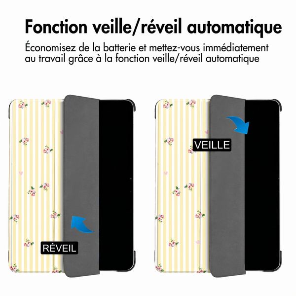 imoshion Coque tablette Design Trifold Samsung Galaxy Tab S9 11.0 pouces / S10 Lite / S10 FE / S9 FE 10.9 pouces - Garden Stripes