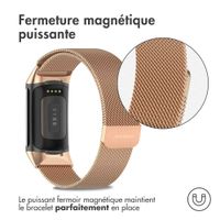 imoshion Bracelet magnétique milanais le Fitbit Charge 5 / Charge 6 - Taille M - Rose Dorée