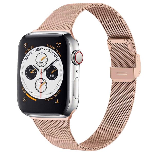 imoshion Bracelet pliant Milanese Apple Watch Series 1 t/m 9 / SE (38/40/41 mm) | Series 10 / 11 (42 mm) - Rose Doré