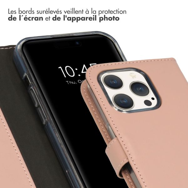 Selencia Étui portefeuille en cuir véritable Apple iPhone 15 Pro - Dusty Pink