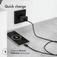 Accezz Chargeur Mural avec câble USB-C vers USB - Chargeur - 20 Watt - 1 mètre - Noir