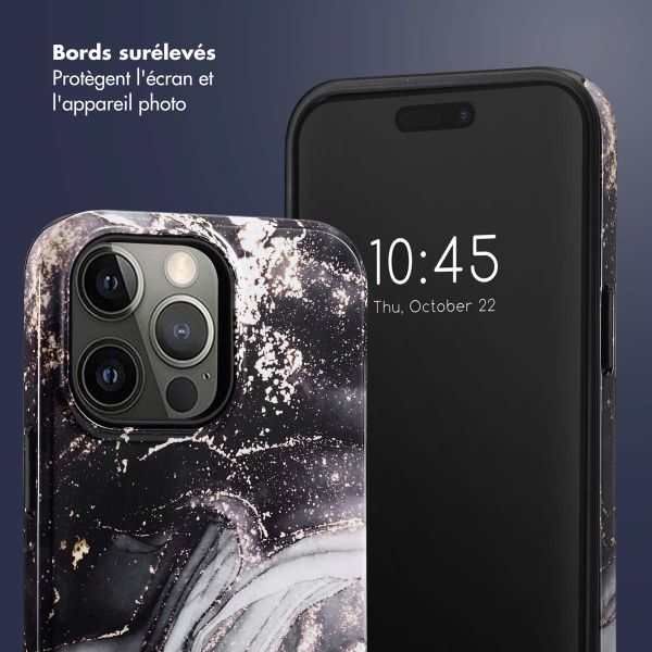 Selencia Coque arrière Vivid Tough iPhone 14 Pro Max - Chic Marble Black