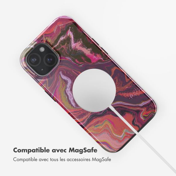 Selencia Coque arrière Vivid Tough avec MagSafe iPhone 15 - Marble Purple