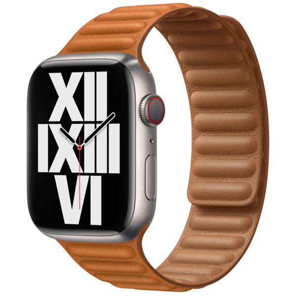 Apple Leather Link Apple Watch Series 1-10 / SE / Ultra (2) - 42/44/45/46/49 mm - Taille M/L - Golden Brown