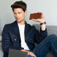 Selencia Étui portefeuille en cuir véritable Samsung Galaxy A50 / A30s - Marron clair