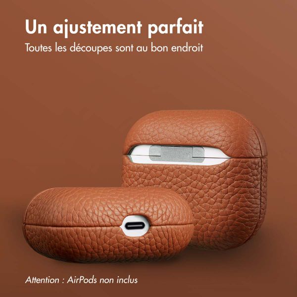 Accezz Coque en Cuir véritable Apple AirPods 3 - Cognac