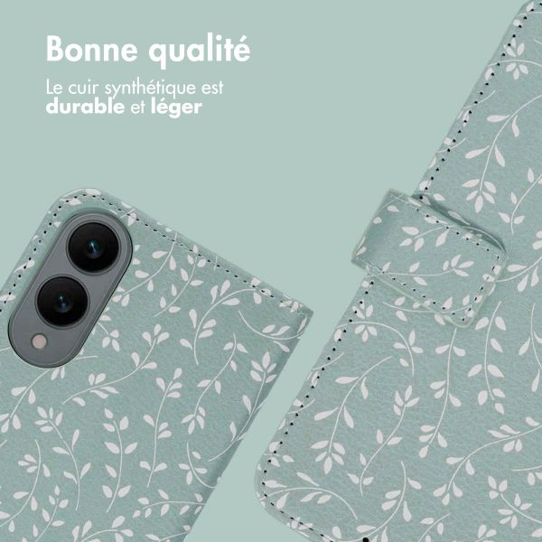 imoshion Étui de télephone portefeuille Design Samsung Galaxy S25 Edge - Smoke Green Flowers
