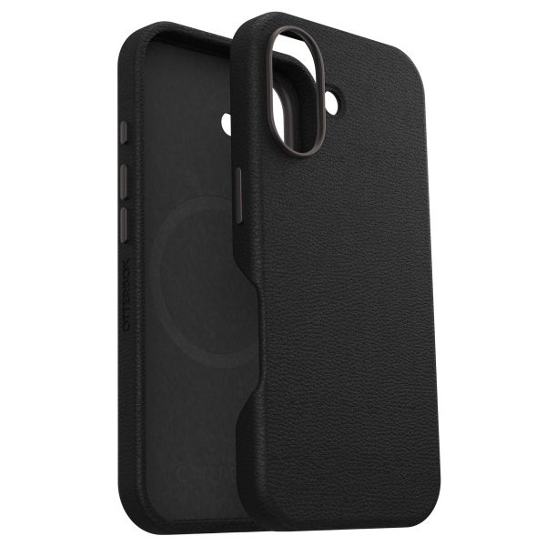 OtterBox Coque en cuir de cactus Symmetry MagSafe Apple iPhone 16 - Noir Ash