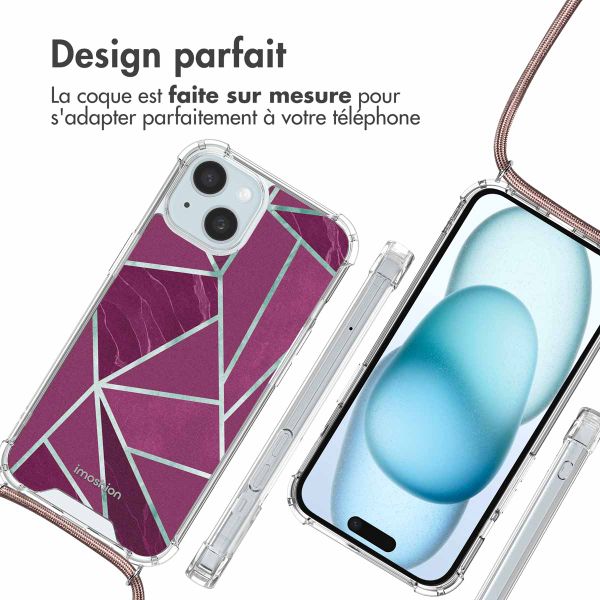 imoshion Coque Design avec cordon iPhone 15 - Bordeaux Graphic