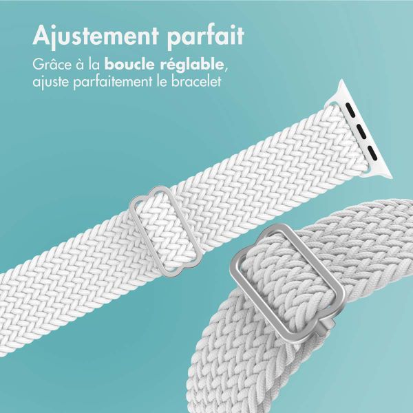 imoshion Bracelet tissé en nylon Apple Watch Series 1 á 10 / SE / Ultra (2) (44/45/46/49 mm) - Blanc