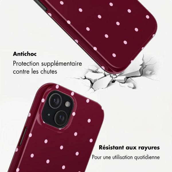 Selencia Coque arrière Vivid Apple iPhone 15 - Happy Dots Burgundy