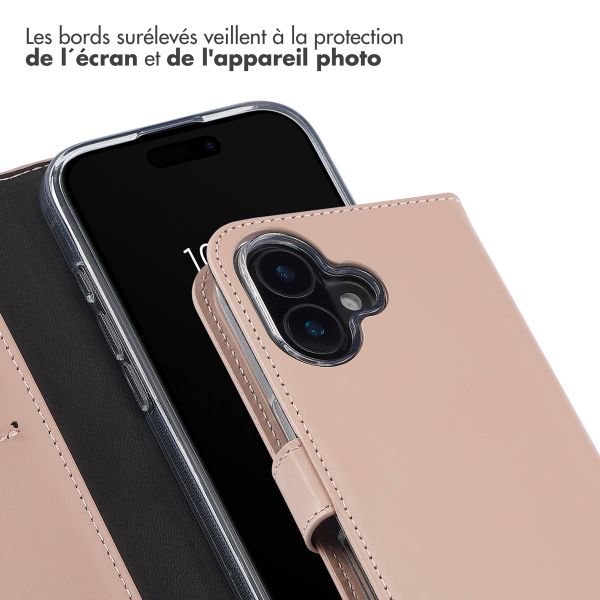 Selencia&#x20;&#xC9;tui&#x20;portefeuille&#x20;en&#x20;cuir&#x20;v&#xE9;ritable&#x20;Apple&#x20;iPhone&#x20;16&#x20;-&#x20;Dusty&#x20;Pink