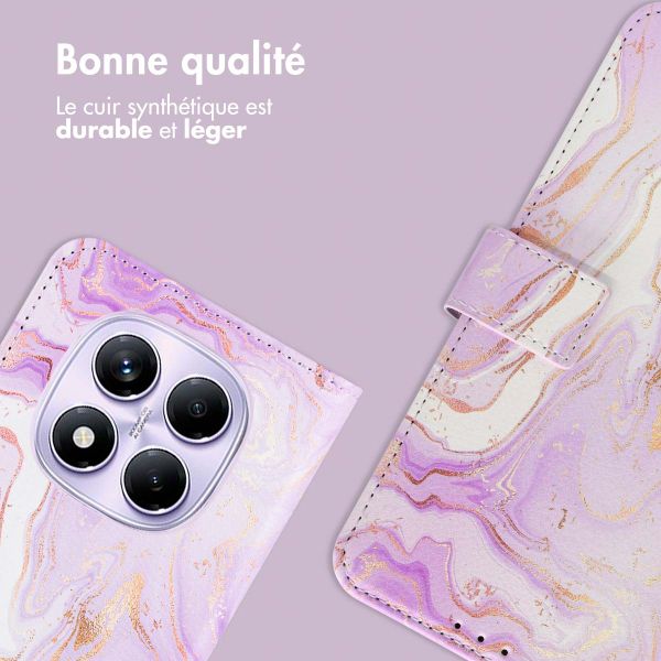 imoshion Étui de télephone portefeuille Design Xiaomi Redmi Note 14 Pro (4G) - Purple Marble