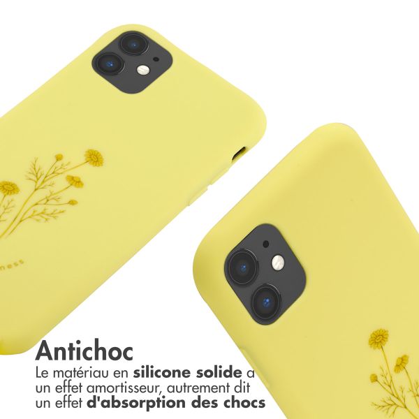 imoshion Coque design en silicone avec cordon Apple iPhone 11 - Flower Yellow
