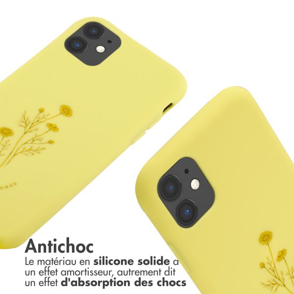 imoshion Coque design en silicone avec cordon iPhone 11 - Flower Yellow