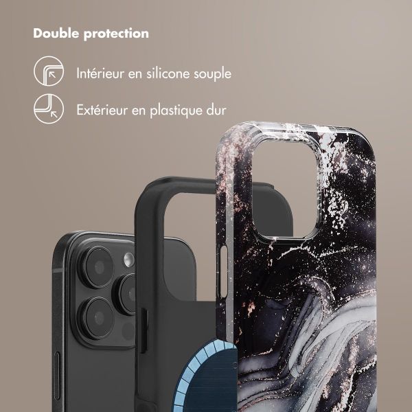 Selencia Coque arrière Vivid Tough avec MagSafe iPhone 16 Pro - Chic Marble Black