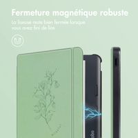 imoshion Design Slim Hard Sleepcover avec support Kobo Libra Colour - Floral Green