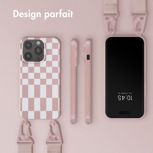 Selencia Coque design en silicone avec cordon amovible Apple iPhone 14 Pro - Irregular Check Sand Pink
