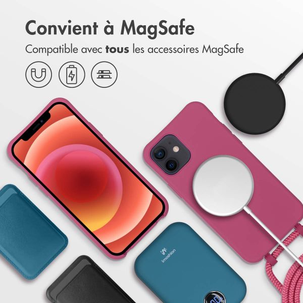 imoshion Coque de couleur avec cordon amovible MagSafe iPhone 12 (Pro) - Raspberry