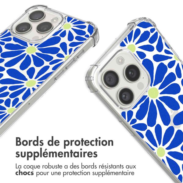 imoshion Coque Design avec cordon Apple iPhone 15 Pro Max - Cobalt Blue Flowers Connect
