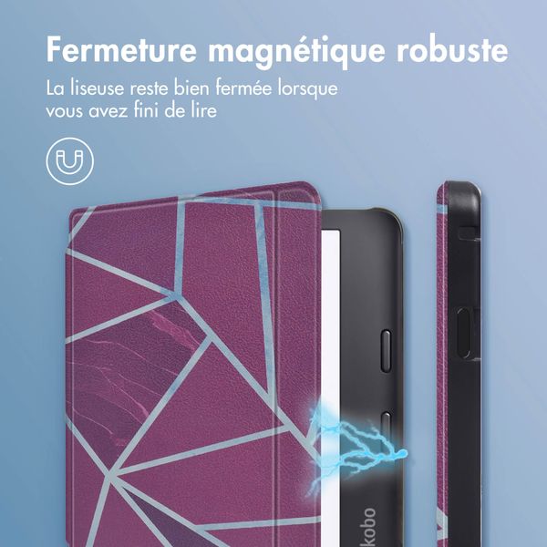 imoshion Design Slim Hard Sleepcover avec support Kobo Libra 2 / Tolino Vision 6 - Bordeaux Graphic