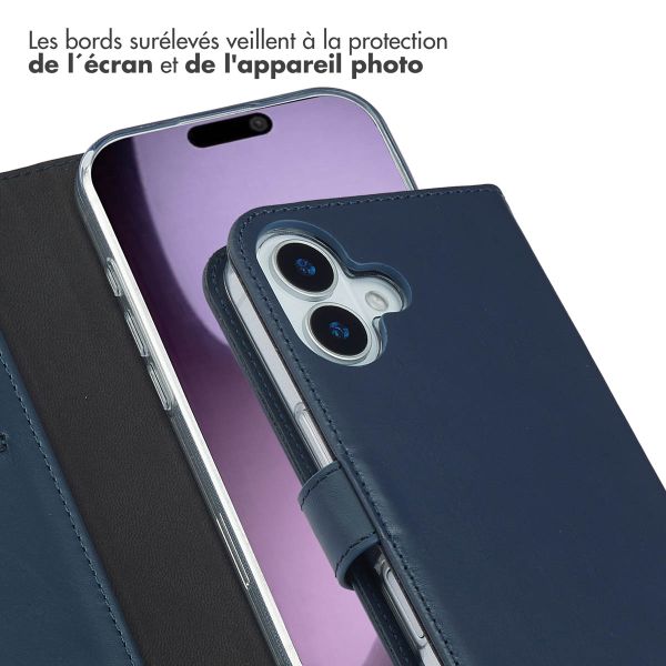 Selencia Étui portefeuille en cuir véritable Apple iPhone 17 - Bleu