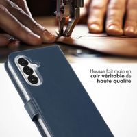 Selencia Étui portefeuille en cuir véritable Samsung Galaxy A36 / A56 - Bleu