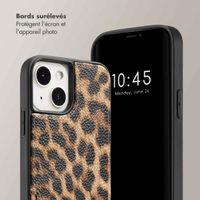 Selencia Coque arrière avec cordon et porte-cartes Nova iPhone 13 - Leopard